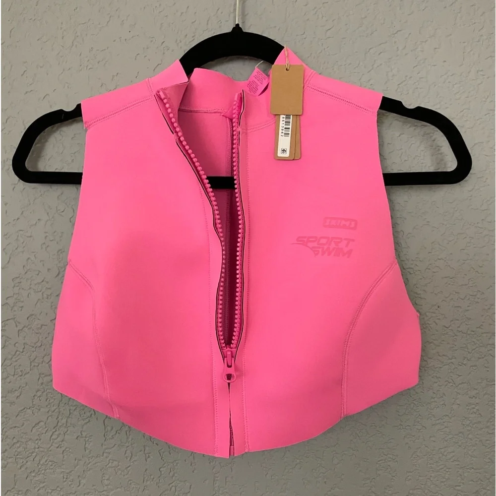 NWT Skims Swim Zipper Pink Cropped Top Size XL (top only)